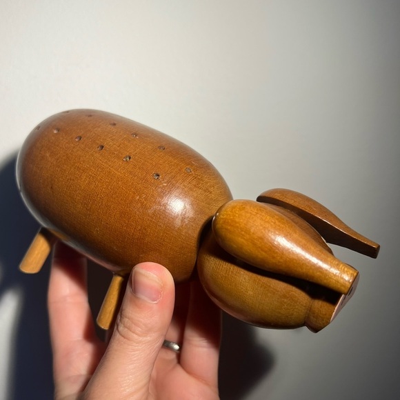 Vintage Mcm Teak? wooden pig toothpick orderve holder Japan Kitschy - Picture 7 of 12